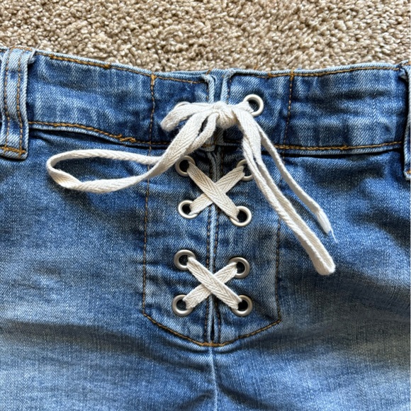 Denim Lace-Up billabong cut off denim Women Shorts - Picture 5 of 7